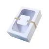 12 pièces boîte d'emballage en papier Kraft avec fenêtre transparente gâteau de bonbons es fête de mariage biscuit faveur cadeaux bébé douche décor 220427