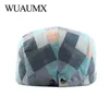 Wuaumx Summer Beret Hat Men Kolorowe kratę gazeta chłopcy kapelusz kobiet malarz