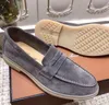 새로운 디자이너 남성 Loro Walk Shoes 럭셔리 스니커즈 스웨이드 가죽 Nubuck Male Flats 슬립 온 드레스 신발 플러스 크기 45 46