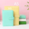 Notepads Macaron Leather Spiral A5/A6 Color Notebook Cover Office Organizer Stationery Binder Notepad Planner NotebookNotepads