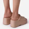 Rimocy Chunky Platform Pantoufles Femmes 2022 Summer Square Toe Wedges Sandales Plus Taille 43 Fond épais Diapositives vertes Tongs Y220421