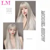 LM Synthetische pruiken voor zwarte vrouwen Lang rechte witte/blond/paarse Wig Middle Part Cosplay Party 220622