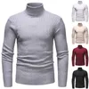 Men's Sweaters Men Winter Keep Warm Bottom Sweater High Neck Pullover Long Sleeve Solid Color Casual Basic Knitted Top SweatersMen's