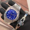 Automatische mechanische blauwe herenhorloges Bekijk zwarte wijzerplaat met roestvrijstalen armband 904L BR 05 Datum Squar Case Limited