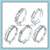 Band Rings Jewelry Ring Set Sier Cz Diamond Crown Finger For Woman Girl 5Pcs/Set Wholesale Drop Delivery 2021 O6Plm