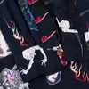 Мужские повседневные рубашки Harajuku Style рубашка сотни демонов ночная прогулка фигура полная принт на гавайских рубашках с длинным рукавом