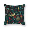 Christmas Red Green Pillow Cover Xmas Tree Elk Printing Pillowcase Peach Skin Pillow Cushion Covers Home Sofa Decoration BH7225 TYJ