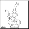 9 inch Recycler Glass Bong Tornado Hookah Herwinningsrigs Rookwaterpijpen Bongs Heady Pijpen Maat 14 mm Joint met kom of kwartsbanger