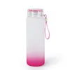 US Warehouse 500ml تسامي التدرج اللون الزجاجي الزجاجية الإبداعية الزجاجة زجاجة الصيف مع غطاء والتعامل مع وصول جديد