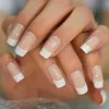 Fałszywe paznokcie Białe francuskie naturalne nagi manicure prasa kwadratowa na fałszywych końcówkach codziennie zużycie palców biurowych z galaretką naklejki 0616