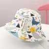 Children Bucket Hats Kids Stingy Brim Hat Animal Stars Floral Printing Fisherman Beach Sun Cap Folding Caps RRB14696