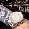 Özel işletim sistemi hareketi 1884 kronograf izle erkekler safir kristal beyaz kadran paslanmaz erkek montre homme