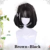 MEIFAN Synthetic Short Bob Color Lolita Anime Wigs With Air bangs for Women Natural Fake Hair Black Blue Lolite Cosplay Wig220505