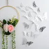 3 tamanhos 12 pcs ouro removível metálico 3D borboletas paredes decoração 3d adesivos de parede sala 3d decoração de casa