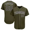 Custom Olive White White-Old Gold Authentry SALTUE SERVICE JERSEY BASEBALL