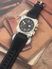 Nouveau style de mode style quartz chronographe carré cadran noir 46 mm montre montres bracelet en cuir marron hommes montres