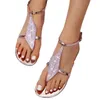 Plus maat 36-43 vrouwen slippers sandalen mode strass clip teen platte slippers zomer dames schoenen strand casual vrouw pu lederen schoenen