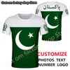 Maglietta bandiera pakistana Personalizzata gratuita Nome fai da te Numero P o Camicia Maglia da calcio pakistana Casual Girocollo Bambino T top 220616