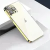 ウルトラ薄い0.6mm透明な電気めっきフルレンズPC電話ケースiPhone 14 13 12ミニプロマックス衝撃吸収クリアスリムハードケースカバークロム3Dレーザー