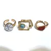 Bagues turquoise de couleurs mélangées plaquées or ou argent, anneau ouvert de forme géométrique mystique, 50 pièces, pack 2831606