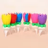 Triangle Leg Rotating Music Candle Birthday Cake Christmas Decorating Creative Party Festive Electronic Music Lotus Candles LT0136