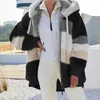 Damesjassen Europa en de Verenigde Staten 2022 Autumn Winter Warm pluche pluche rits pocket Hapleed Loose Jacket Women