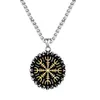 Pendanthalsband klassiska norrniga 24 runor Viking Compass Mens Amulet Vegvisir Rostfritt stålkedja Isländska manliga smycken Giftspen4730487