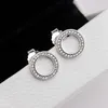 Sparkling Circle Stud Earring classic 925 Sterling Silver designer Jewelry Women Mens Gift with Original retail box for Pandora CZ crystal Earrings