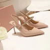 designers klackar lyxiga kvinnor sandal modeklänskor hög kvalitet högklackade 8 cm fest bröllop sko spetsiga lady sandaler 2 färger stil bra trevligt