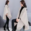 Misto lana da donna Autunno e inverno Mantella Cappotto di lana Lavorato a maglia Scialle marea rossa Giacca lunga da donna Phyl22