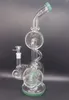 Delicate Green 17 inch Glass Water Bong Hookahs Double Layer Percolators Smoking Pipes with Female 18mm joint
