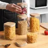 Sealing Kitchen Grain Tea Mason Storage Tank With Bamboo Cover Glass Jars For Spices Condiments Organizer Airtight Container 220719