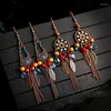 Dangle & Chandelier Women's Geometric Bronze Long Chain Tassel Jhumka Earrings Bohemia Flower Tibetan OorbellenDangle Odet22