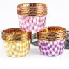 Aluminum Foil Cupcake Cups Disposable Muffin Liners Baking Mold Cups Paper Plaid Pudding Ramekin Holders XBJK2203