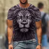 アニマルグラフィックメンズTシャツFierce Tiger 3D Tシャツ夏のカジュアルショートスリーブ - セラーファッショントップハイストリートストリートウェア220504