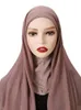 Hijab de roupas étnicas com tampa de pescoço presa combinando o turbante subscarf muçulmano véu de xale mulher instantânea capethnic instantânea