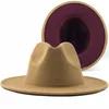 Chapéus de aba larga Marinha com retalhos de retalhos vermelhos panamá lã feltro jazz fedora homens homens festas cowboy trilby jogador hatwide pros22