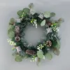 Decorative Flowers & Wreaths Artificial Christmas Pine Wreath With Gift Box Pinecone Berries For Front Door Wall Window Home DecorationDecor