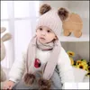 Casquettes Chapeaux Nouveau Automne Hiver Bébé Enfants Fausse Fourrure Boule Tricoté Chapeau Écharpe Ensemble Enfants Tricots Bonnet Skl Cap 15174 Drop Mxhome Dhghb