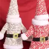 Garrafas de vinho Cobrar roupas de malha de festa Cinturão Novas Decorações de Natal Capas de garrafas de Santa Presentes de Natal Mesa Casa Ornamentos 6 9GL Q2