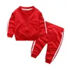 Baby höstflicka modekläder bomull långärmad solid jacka+byxor 2st bebes träning baby pojke kläder set