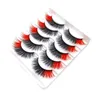 Faux Cils Paires Pack Rouge Bleu Violet Rose 3D Vison Naturel Fluffy Doux Cils Eye Lash Extension MakeupFalse Harv22