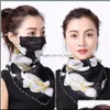 Women Scarf Face Mask 38 Styles Silk Chiffon Handkakor Utomhus Vindtät Halva dammsäkra Sunshade Masks LJJO7663 Drop Delivery 2021 Desig