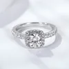 패션 Moissanite rings 드롭 컨칭 1 카라트 스털링 실버 약혼 결혼 반지