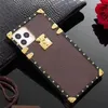 Luxury Designers Leather Phone Cases For iPhone 13 Pro max 12 11 X XR XS XSMAX 8 7 SE2 6SPlus Fashion Print Design Square Metal Silicone phone case designer Soft cover