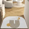 Alfombras Estilo nórdico Simple geométrico abstracto de piso doméstico impermeable y estera antideslizante anillo de seda floormat
