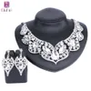 Fashion Crystal Bridal Party Halsband örhängen smyckesuppsättningar för kvinnor Rhinestone Geometric Choker Water Drop Chain Collar Set