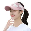 Lattice Print Fashion Empty Top Cycling Sports Sunscreen Sun Visor Elastic Adjustable Tennis Hat Baseball Cap Gorras 220617