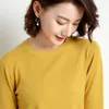 Damskie swetry wiosna jesień sweter damski podstawowe stałe cienkie pulower o-neck z długim rękawem dorywczo skoczków kobiet niebieski żółty slim fit dzianin