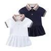 Baby Girls Dress Short Sleeve Pleated Shirt Skirt Children Casual Designer Clothing Kids Clothes253O57177738493597